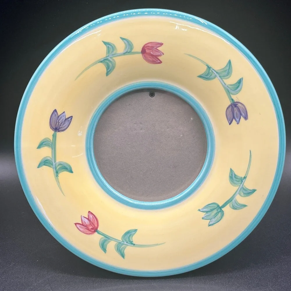 Vtg 1999 Burnes of Boston Ceramic Floral Tulip‎ Picture Frame Hand Painted 7